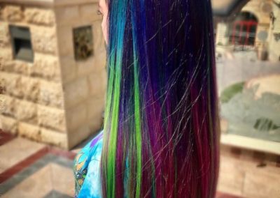 Las Vegas hair stylist - long rainbow hair