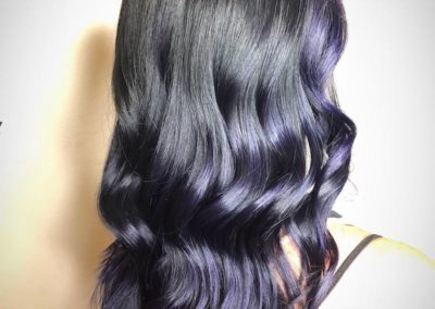 Las Vegas hair stylist - long ombre black and purple hair